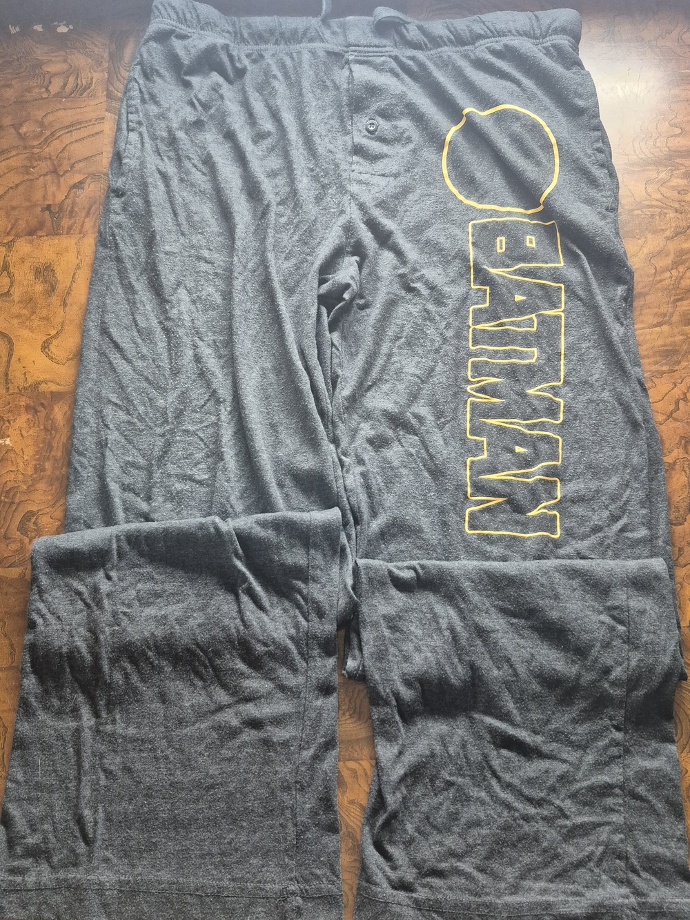 DC Comics Men's Black Pajama Pants with Yellow Batman Logo